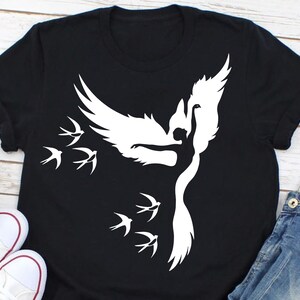 Dancing Woman Bird SVG, Raven svg, Dancer svg, Cool T Shirt svg, Silhouette cut file, Cricut file, dxf, pdf, png, eps, Instant Download image 3
