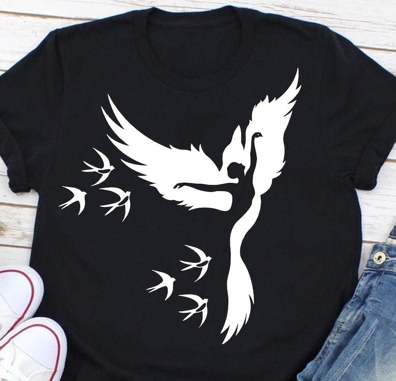 Dancing Woman Bird SVG, Raven svg, Dancer svg, Cool T Shirt svg, Silhouette cut file, Cricut file, dxf, pdf, png, eps, Instant Download image 3