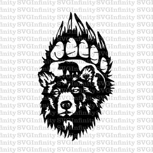Bear Paw SVG, Bär Gesicht SVG, Bär Silhouette, Bär Clipart, Bär Cricut, Silhouette Cricut Cut Datei, Vinyl Aufkleber, png, eps, dxf, pdf
