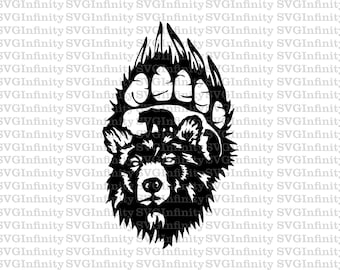 Bear Paw SVG, Bear Face SVG, Bear Silhouette, Bear Clipart, Bear Cricut, Silhouette Cricut cut file, Vinyl Decal Sticker, png, eps, dxf, pdf