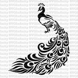 Peacock SVG, Firebird SVG, Peacock Clipart, Firebird Clipart, Beautiful Tail svg, Peacock Feather svg, Silhouette Cricut Clipart, png, eps