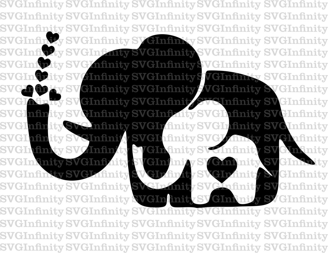 Mom and Baby Elephant SVG, Baby Shower, Mom Love, Elephant Silhouette