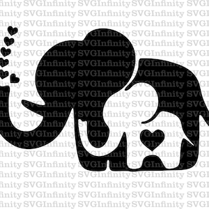 Maman et bébé éléphant SVG, Baby Shower, Maman Amour, Silhouette d’éléphant, Fête des Mères, Annonce de grossesse, Éléphant enceinte, Maman Éléphant