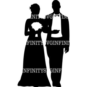 Hochzeitspaar SVG, Braut und Bräutigam Silhouette, Just Married Clipart, Hochzeitspaar svg, Hochzeit Clipart, Romantisches Liebes svg, Hochzeit svg