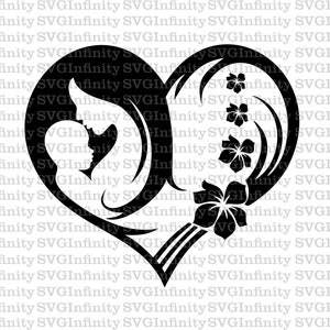 ハートのママと赤ちゃん SVG、永遠の愛 SVG、母と子 SVG、無限の愛 SVG、母と子 SVG、シルエット Cricut カット ファイル、png、dxf