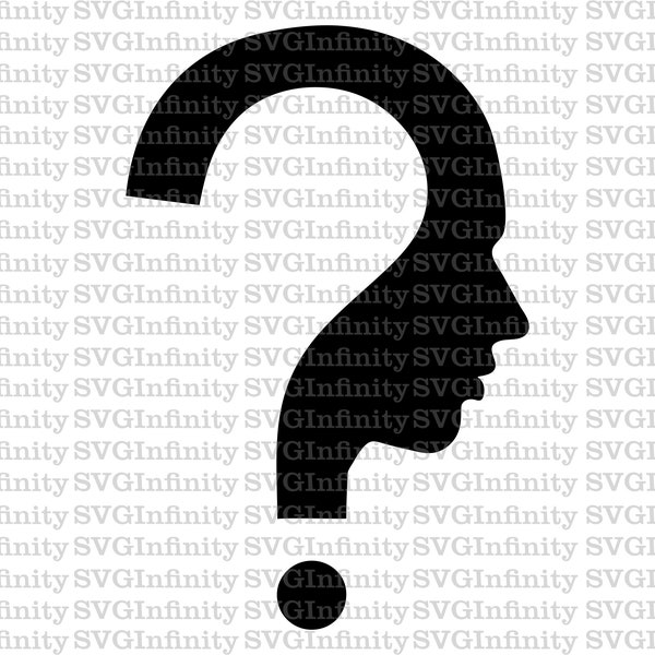 Question Mark SVG, Thinking Man SVG, Curiosity SVG, Curious Person, Question Clipart, Human Head Silhouette, Question Silhouette, png, eps
