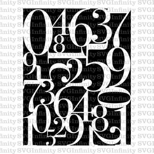 Modello di numeri SVG, Numeri digitali in formato SVG, Figure in formato SVG, Clipart di numeri, Silhouette numerica, Silhouette Cricut file di taglio, png, eps, dxf, pdf