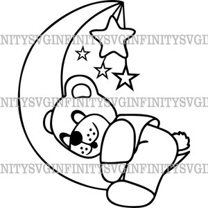 Teddy Bär auf dem Mond SVG, Teddybär SVG, Lieblingsspielzeug svg, Teddybär Silhouette svg, Teddybär Clipart, Silhouette Cricut geschnitten Datei, png