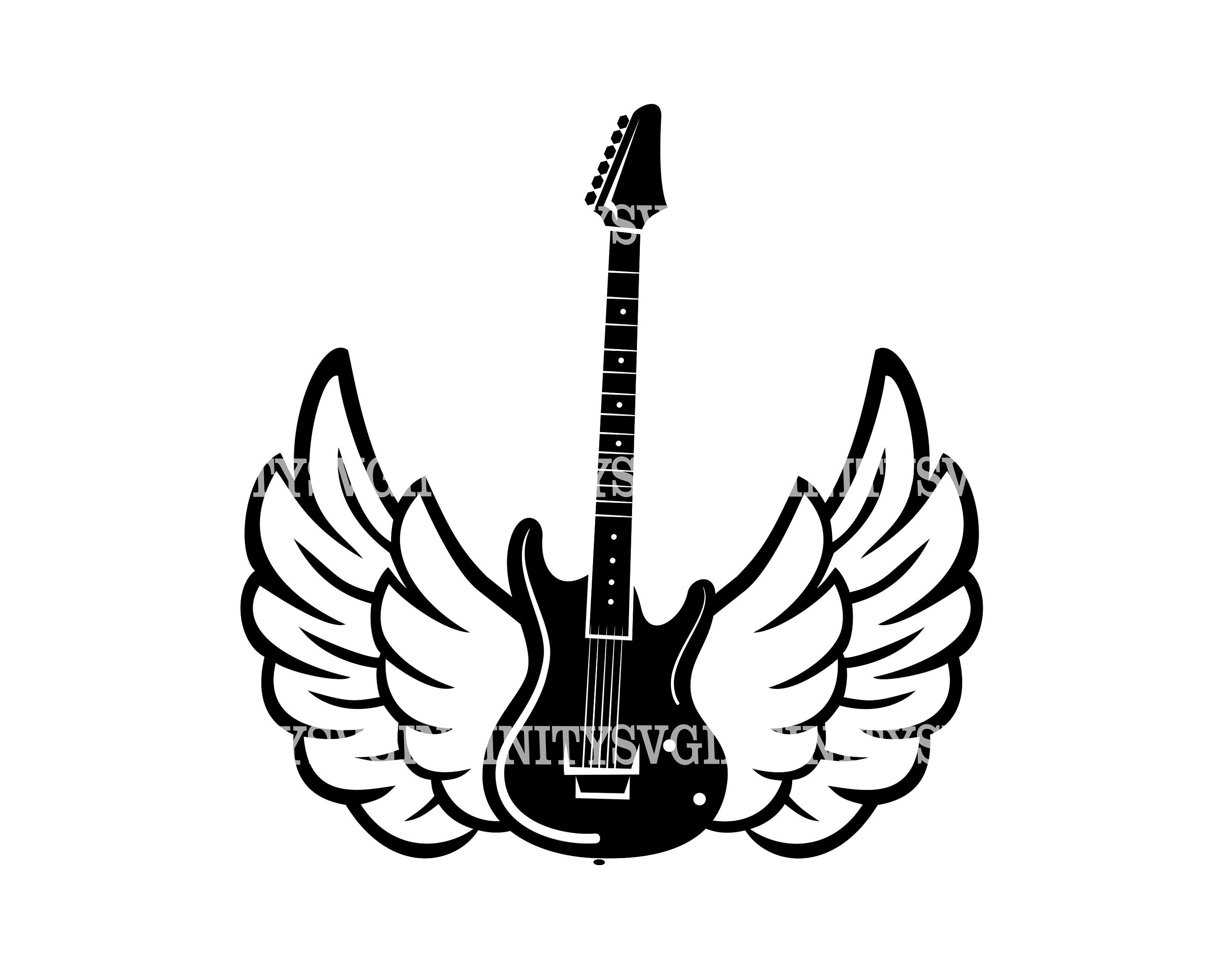 Electric Guitar With Wings SVG Rock and Roll Musical - Etsy