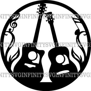 Acoustic Guitars SVG, Acoustic Guitar Silhouette svg, Acoustic Guitar clipart, Acoustic Guitar Cricut, Music svg, Silhouette Cricut cut file