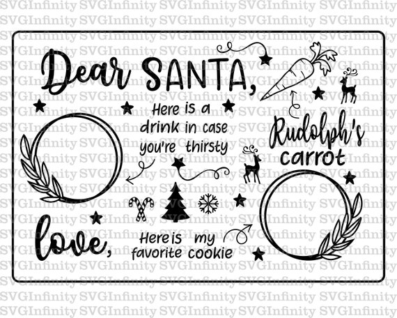 Cher plateau de Noël du Père Noël SVG, planche à découper de Noël SVG,  biscuits pour le Père Noël, biscuits et lait, joyeux Noël, plateau à  biscuits du réveillon de Noël 