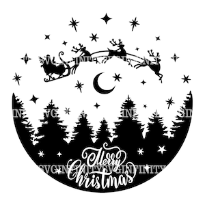 Feliz Navidad SVG, Feliz Año Nuevo SVG, Santa Trineo con Reno, Vacaciones de Invierno, Navidad Cricut, Imágenes Prediseñadas de Navidad, Imágenes Prediseñadas de Año Nuevo
