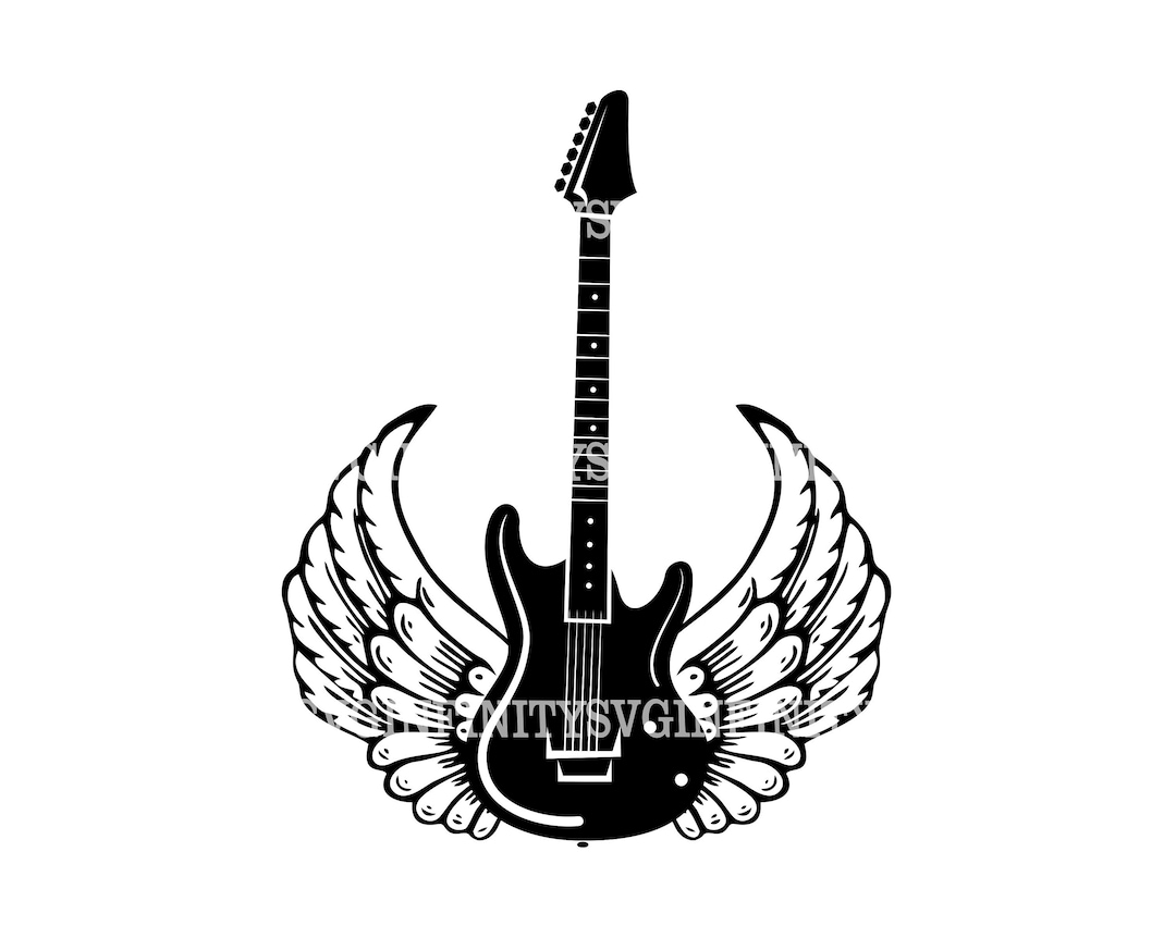 Electric Guitar With Wings SVG, Guitar Clipart Svg, Guitar Cricut Svg