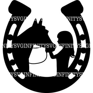 Cheval et fille SVG, Juste une fille qui aime les chevaux SVG, Femme amateur de chevaux SVG, Fer à cheval svg, Clipart de cheval, Cricut de cheval, Silhouette de cheval
