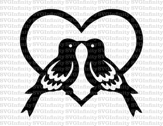 Heart and Birds SVG Birds Heart SVG Love Birds | Etsy