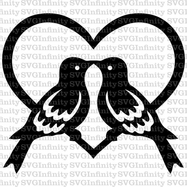 Heart and Birds SVG, Birds Heart SVG, Love Birds, Valentine's Day svg, Bird Couple, Valentine's Bird Heart, Bird Silhouette, Bird Clipart
