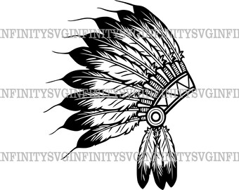 Roach SVG, Feather Crown SVG, Indian Headdress SVG, Indian Decoration, Roach Clipart, Crown Clipart, Indians svg, Silhouette Cricut cut file