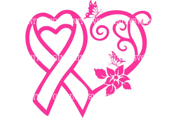 Cancer Ribbon Heart Svg Awareness Ribbon Svg Breast Cancer Ribbon Svg Ribbon  Cut File Silhouette Ribbon Svg Cancer Ribbon Png 