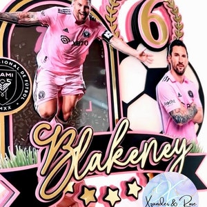 Soccer Cake Topper, Messi InterMiami inspired cake topper
