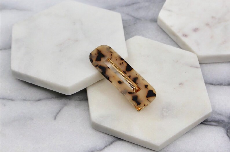 3 Pieces Set! Hair Accessories Triangle /& Rectangle Acrylic hair barrette clip Light Tortoise Shell Hair Clip Barrette