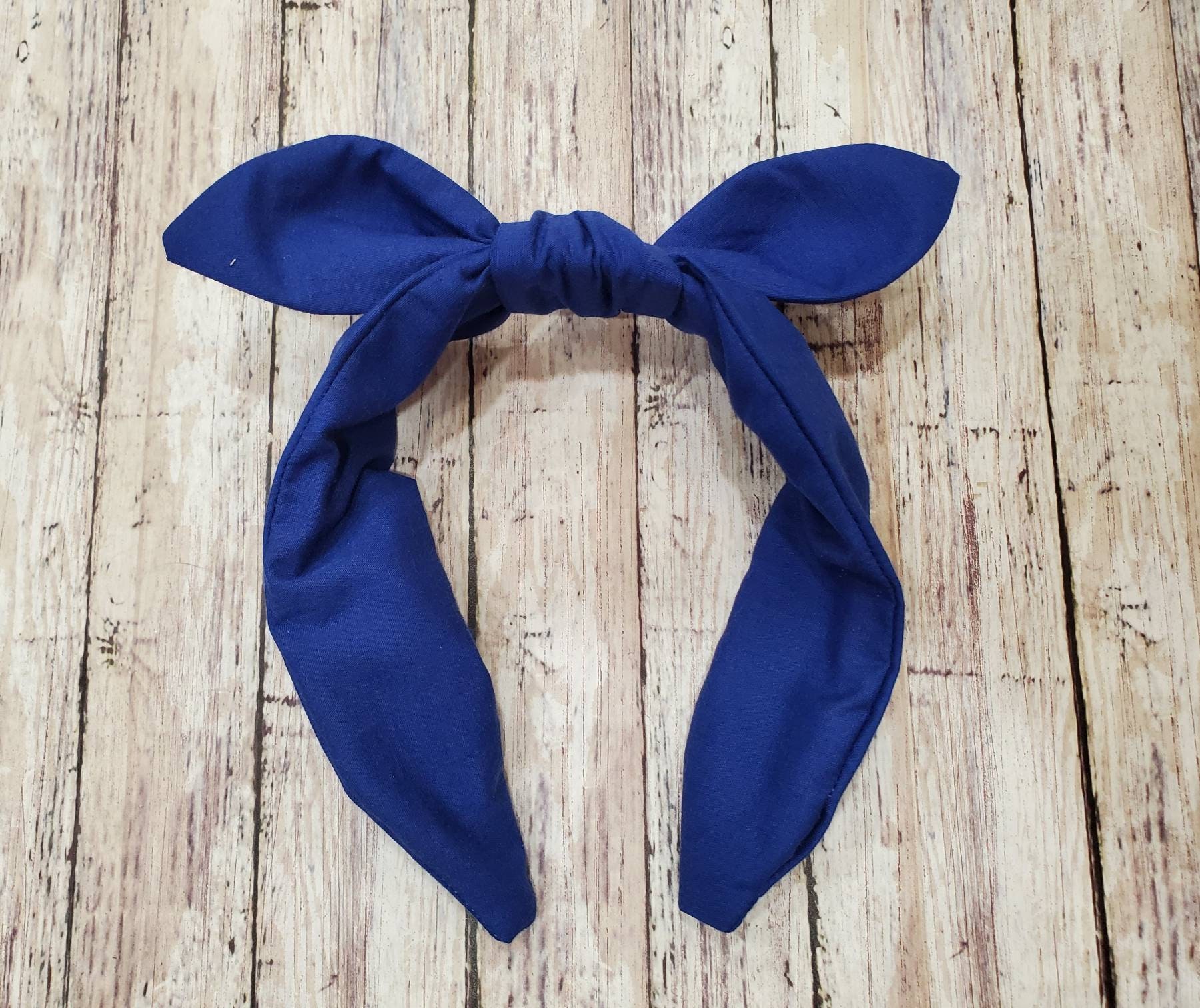 Solid Royal Blue Boutique Hair Bow on Woven Headband 