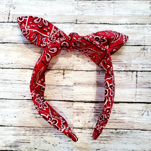 Red Bandana Headband Etsy