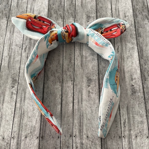 Disney Cars Next Generation Racers McQueen and Cruz Knotty Bow Headband, Headband, Top Knot Headband *PATTERN VARIES*