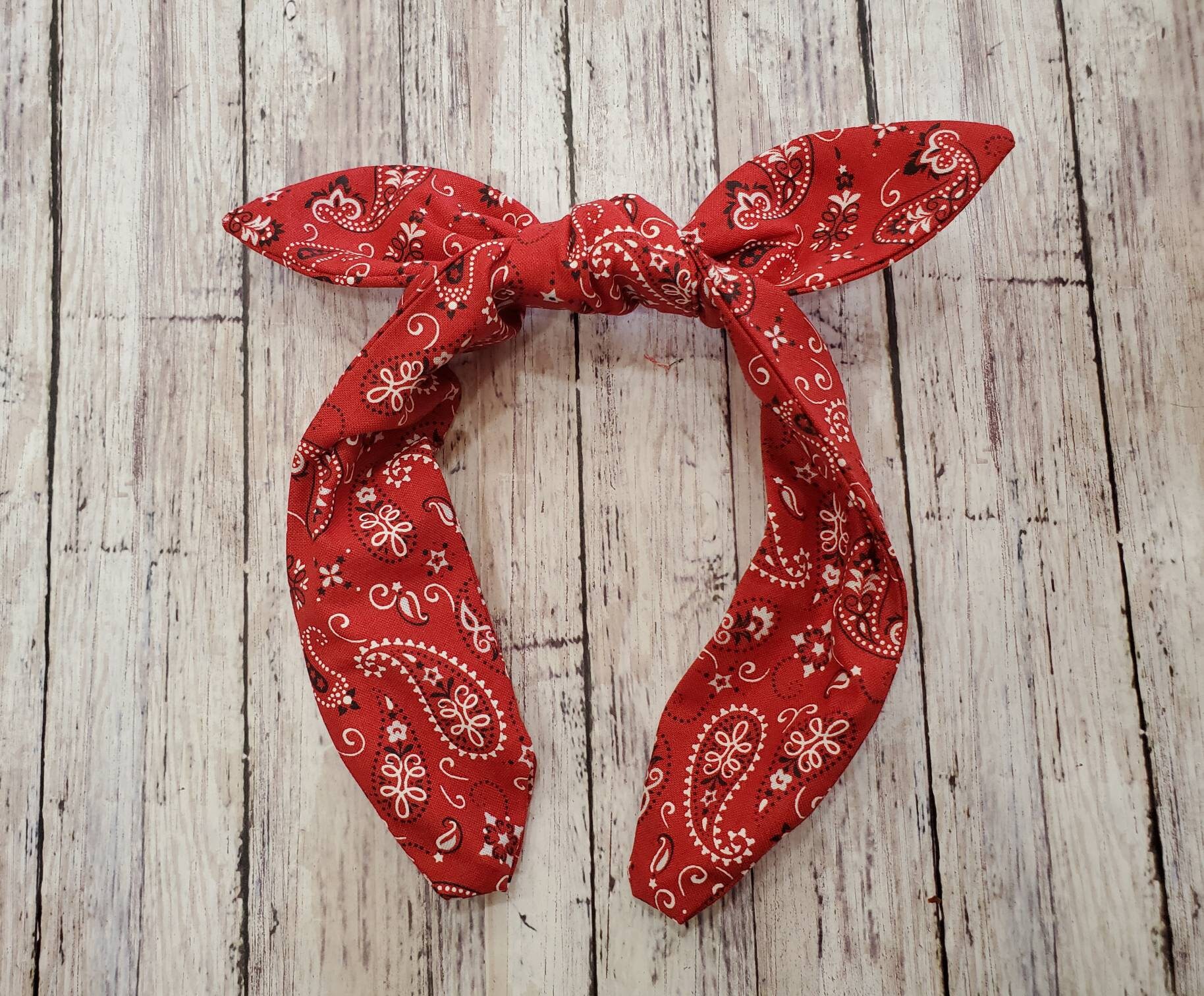 Red Paisley Top Knot Headband Knotty Bow - Etsy