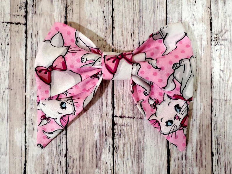 Disney Inspired Marie Bow Disney Inspired Bow ***PATTERN WILL VARY*** Hair Bow Aristocats Bow Hair Clip