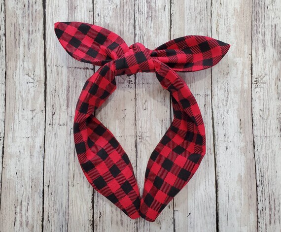Buffalo plaid headband deals