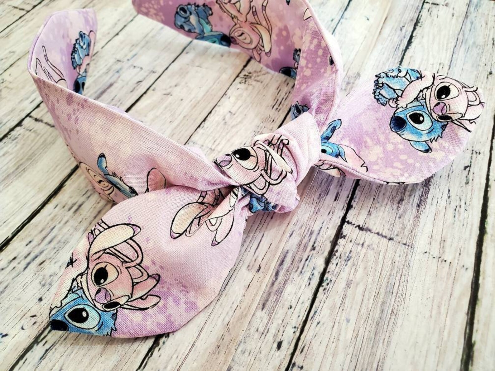Disney Stitch and Angel Knotty Bow Headband Disney Top Knot Etsy