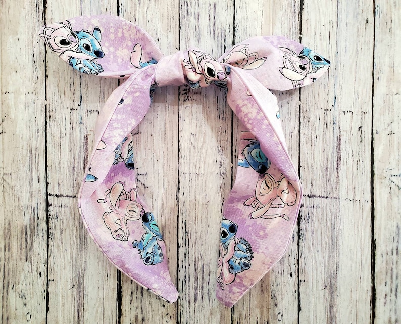 Disney Stitch and Angel Knotty Bow Headband Disney Top Knot Etsy Ireland