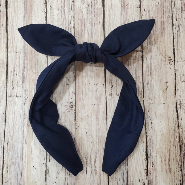 Navy Bow Headband Etsy