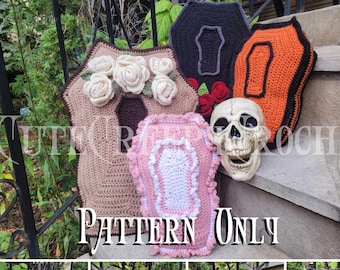 Crochet Coffin Pattern, Coffin Pillow, Halloween Coffin, Coffin Pattern, Crochet Pattern, Halloween Decor, Crochet Halloween Decor