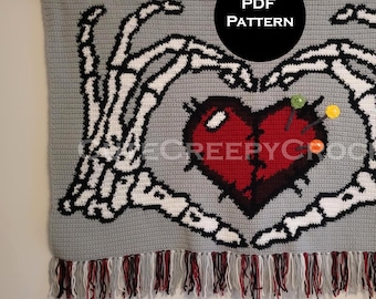 Tapestry Crochet Pattern, Tapestry Crochet, Halloween Tapestry, Skeleton Tapestry, Crochet Pattern, Tapestry Crochet PDF, Crochet PDF