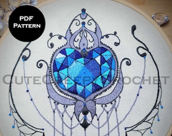 Hand Embroidery Pattern, Heart Embroidery Pattern, Tattoo Embroidery Pattern, Embroidery PDF, Hand Embroidery Design, Heart Embroidery