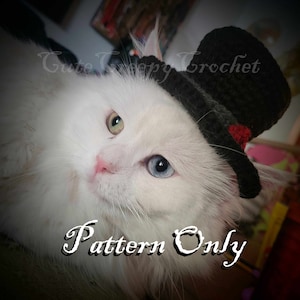 Cat Hat Crochet Pattern, Hat for Cat Crochet, Hat for Cat Crochet Pattern, Top Hat for Cat, Crochet Pattern, Crochet Hat for cat, Cat Hat