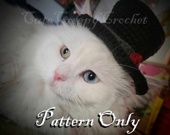 Modèle au crochet de chapeau de chat, chapeau pour chat au crochet, chapeau pour chat au crochet, chapeau haut de forme pour chat, modèle au crochet, chapeau au crochet pour chat, chapeau de chat
