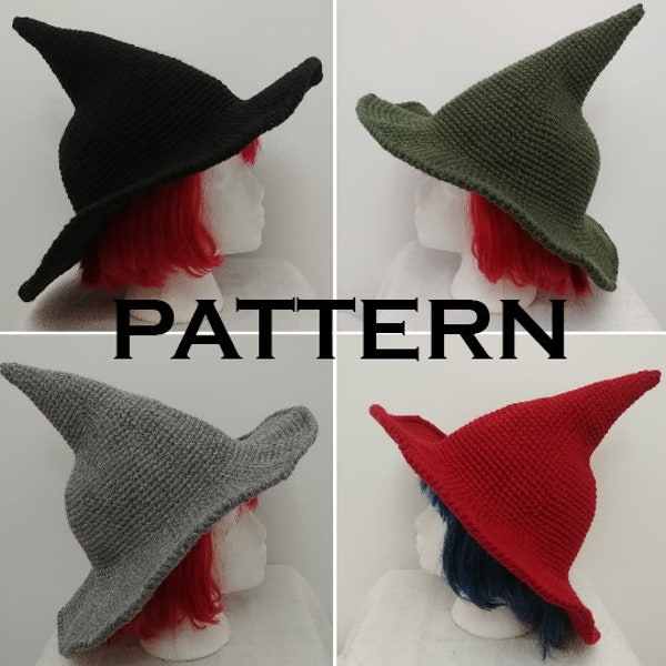 Pattern, Crochet Pattern, Witch Hat Pattern, Witch Hat Crocheted, Crocheted Witch Hat, Crochet Hat, Witch Hat, Witch Cap, Halloweeen Hat