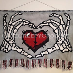 Patrón de tapiz de crochet, tapiz de crochet, tapiz de Halloween, tapiz de esqueleto, patrón de crochet, tapiz de crochet en PDF, PDF de crochet imagen 3