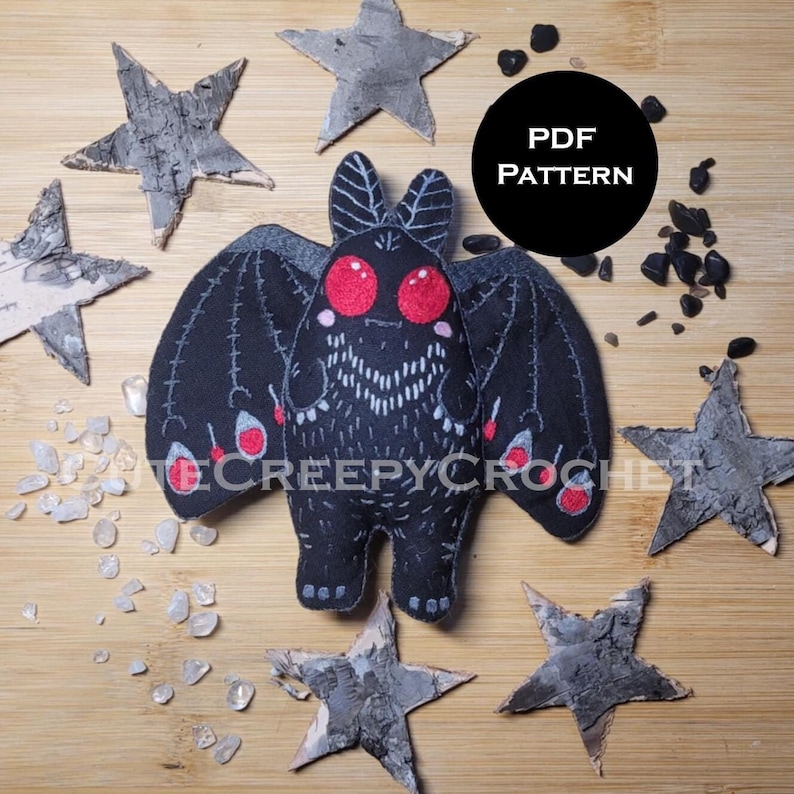 Hand Embroidery Pattern, Mothman Embroidery Pattern, Moth Embroidery ...