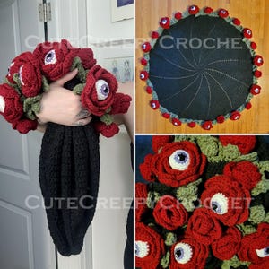 Crochet Pattern, Crochet Bouquet Blanket, Eyeball Crochet Pattern, Crochet Eyeball Blanket, Spooky Crochet, Crochet Blanket, Crochet PDF image 2