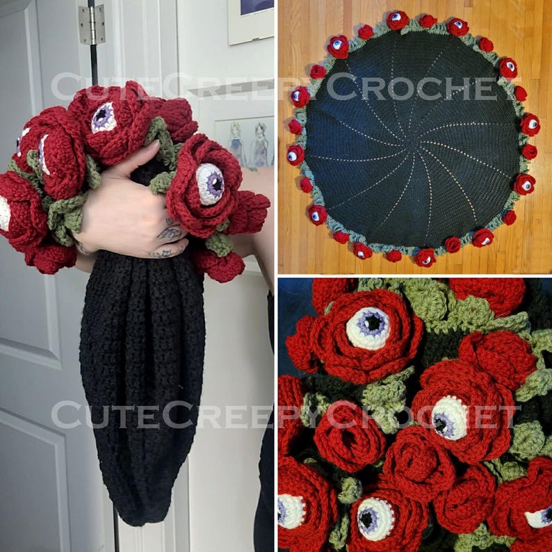 Crochet Pattern, Crochet Bouquet Blanket, Eyeball Crochet Pattern, Crochet Eyeball Blanket, Spooky Crochet, Crochet Blanket, Crochet PDF image 2