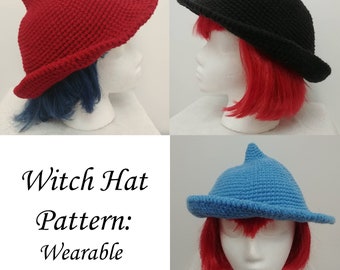 Pattern, Crochet Pattern, Witch Hat Pattern, Witch Hat Crocheted, Crocheted Witch Hat, Crochet Hat, Witch Hat, Witch Cap, Halloweeen Hat