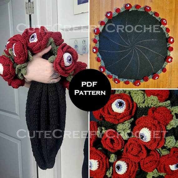 Crochet Pattern, Crochet Bouquet Blanket, Eyeball Crochet Pattern, Crochet Eyeball Blanket, Spooky Crochet, Crochet Blanket, Crochet PDF