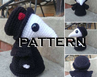 Pattern Plague Doctor, Plague Doctor Plush, Plague Plush, Pandemic Doctor Plush, Amigurami, Crocheted Plush, Pandemic Plush