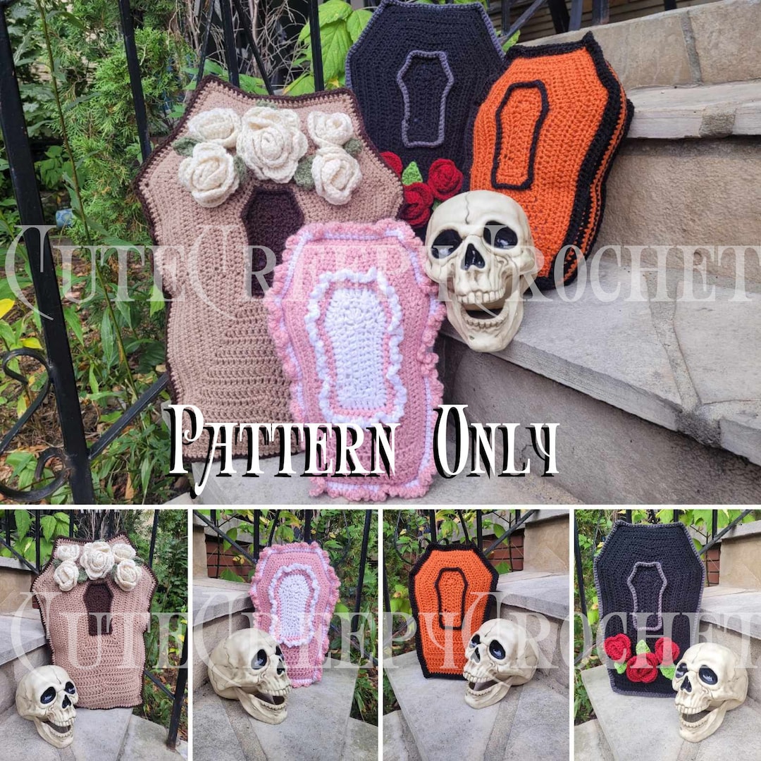 Crochet Coffin Pattern, Coffin Pillow, Halloween Coffin, Coffin Pattern