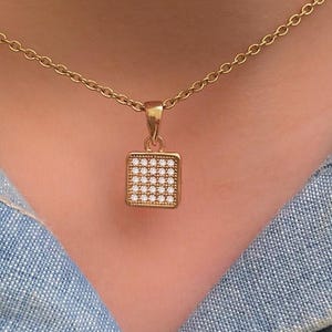 Pendentif Chaîne Plaqué Or Vintage - Relief Zirconium Diamant - Occasion Impeccable