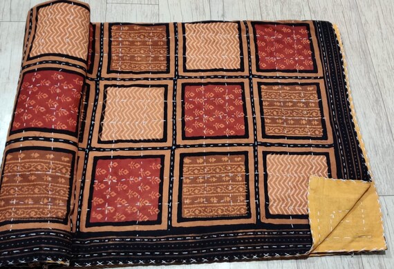 Details about   Kantha Blanket Bedding Indian Throws Bed covers Handmade Quilt Cotton@