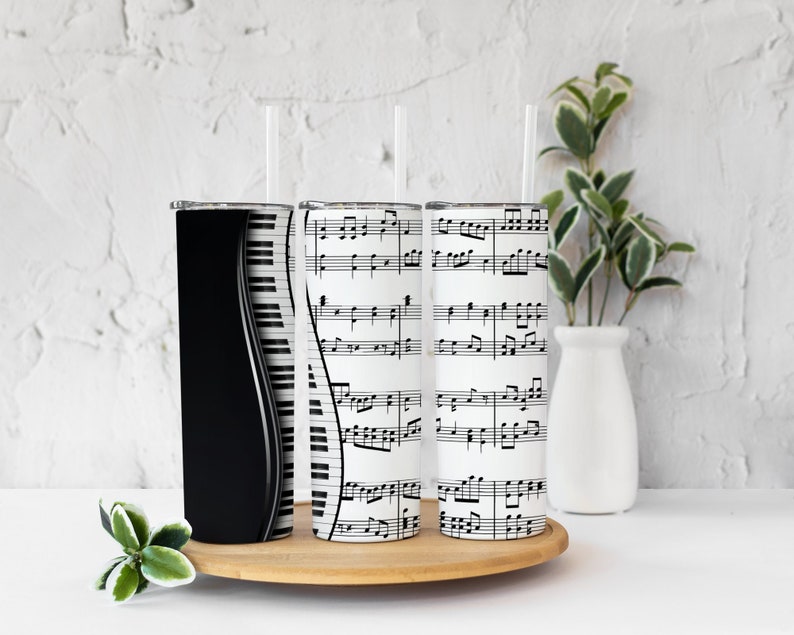 Piano Keyboard Tumbler With Sheet Music Music Teacher Gifts image 1